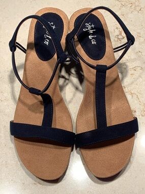 NEW Style & Co Navy Mulan Wedge Sandals